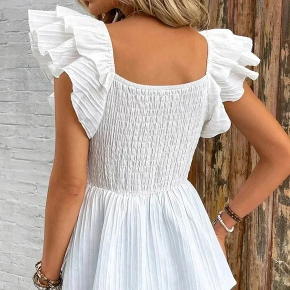 Women's Fashion Solid Color Bowknot Decorated Batwing Sleeve Blouse - Picture 3 of 6